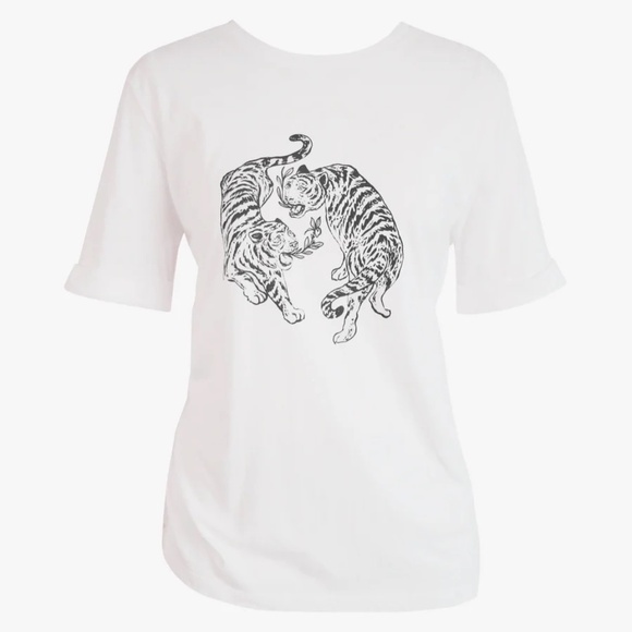 ABLE Gloria Graphic Tee - white/black tiger graphic, size S - Picture 6 of 9